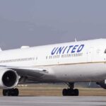 United Airlines plane on the runway.