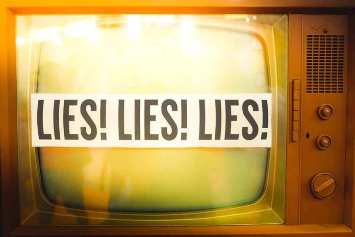 715930549 featured image Retro TV displaying "LIES! LIES! LIES!" on screen.
