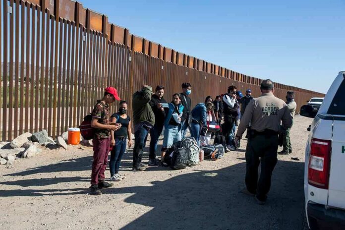 1973414822 featured image Group of people at border wall with patrol agents.