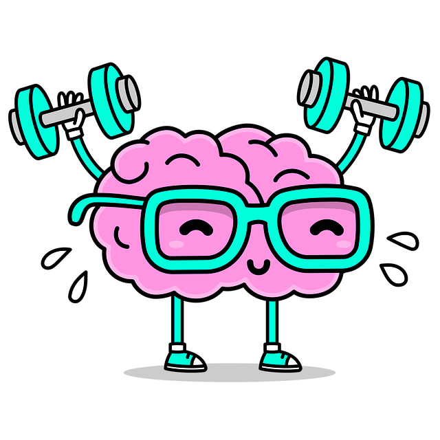 brain-workout-14 featured image Brain wearing glasses lifting dumbbells and sweating