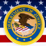 Department of Justice seal on American flag background