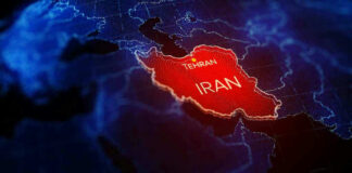Map highlighting Iran with Tehran marked.