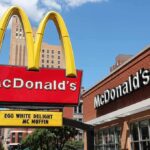 McDonald's restaurant sign with menu items displayed