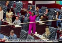 Dem Rep STORMS HOUSE AISLE With Pink Bullhorn Screaming