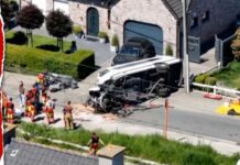 First footage released after deadly train and school minibus crash in Belgium