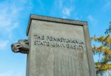 Student GUNNED Down For Small Theft – Who’s at Fault? The Pennsylvania State University stone pillar with lion sculpture.