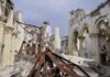140-Year-Church BURNS – Commie Mayor Refuses to Assist Interior view of a destroyed building with collapsed arches and debris