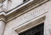 Federal Reserve building facade in white marble