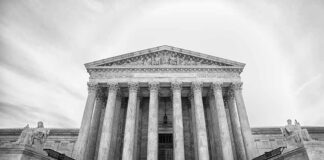 Supreme Court building with tall columns and wide steps
