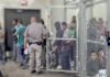 Dem Candidate Would Trade Five Americans for One Illegal Detention facility with people behind chain-link fence and officer nearby