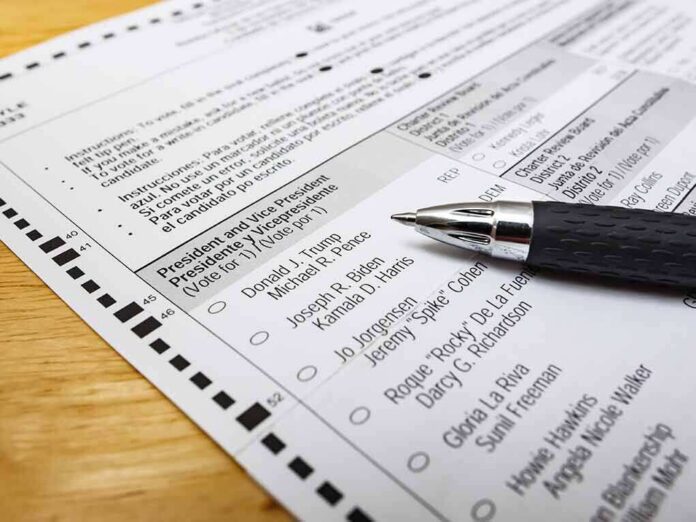 shutterstock_1824882338 Ballot paper with pen on wooden surface