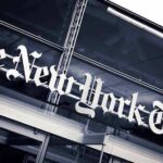 NYT Pins Cornell Rape On Trump The New York Times sign on a glass building facade