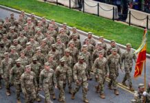 Live Military Drill Turns Deadly – 4 Soldiers DEAD Soldiers in camouflage uniforms march in formation on a street