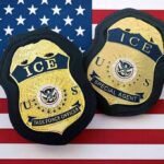 ICE Shooting Halts Deportation – Judge Steps In ICE badges on an American flag background
