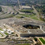 The Pentagon building with surrounding highways and parking lots