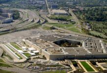 The Pentagon building with surrounding highways and parking lots