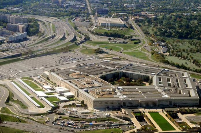 The Pentagon building with surrounding highways and parking lots